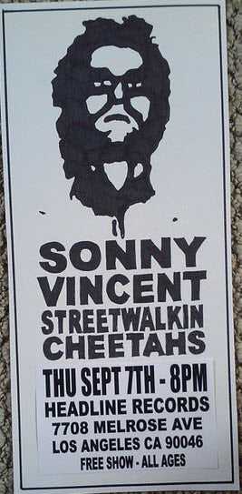 HEADLINE FLYER - SONNY VINCENT / STREETWALKIN CHEETAHS