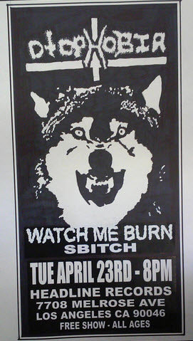 HEADLINE FLYER - OTOPHOBIA / WATCH ME BURN / SBITCH