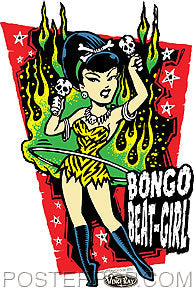 VINCE RAY STICKER - BONGO BEAT GIRL STICKER