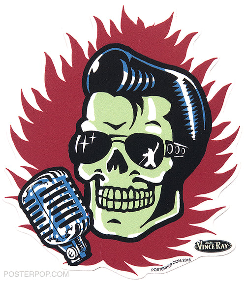 VINCE RAY STICKER - ELVIS SKULL STICKER