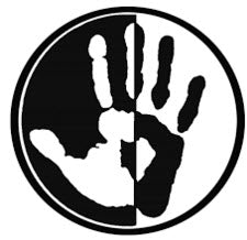 1" BUTTON - BLACK/WHITE HAND