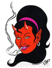 COOP STICKER - SMOKIN DEVIL GIRL STICKER