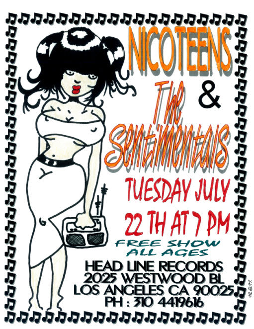 HEADLINE FLYER - NICOTEENS / THE SENTIMENTALS (COLOR)