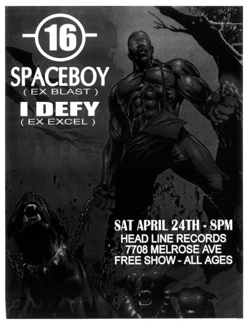 HEADLINE FLYER - 16 / SPACEBOY / I DEFY