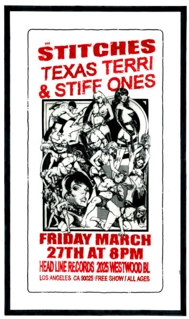 HEADLINE FLYER - STITCHES / TEXAS TERRI & THE STIFF ONES (COLOR)