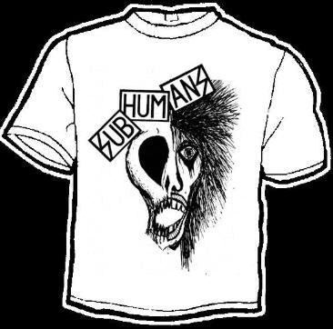 SUBHUMANS - HALF SKULL WHITE TEE SHIRT