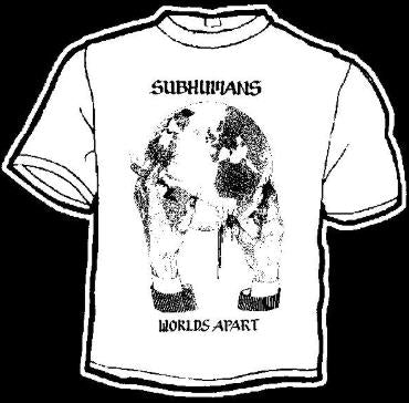 SUBHUMANS - WORLDS APART WHITE TEE SHIRT