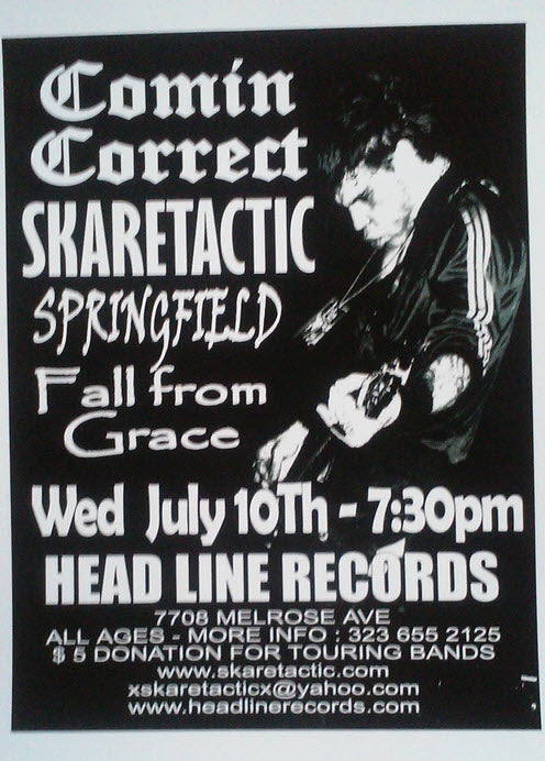 HEADLINE FLYER - COMIN CORRECT / SKARETACTIC / FALL FROM GRACE