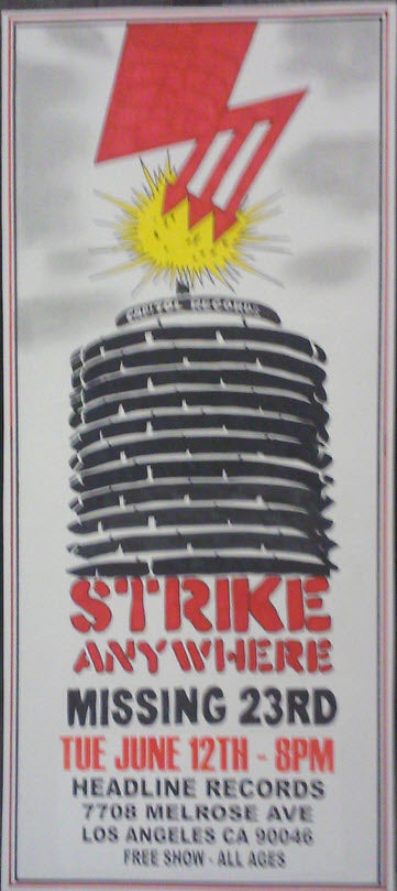 HEADLINE FLYER - STRIKE ANYWHERE / MISSING 23RD (COLOR)