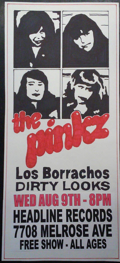 HEADLINE FLYER - THE PINKS / LOS BORRACHOS / DIRTY LOOKS (COLOR)