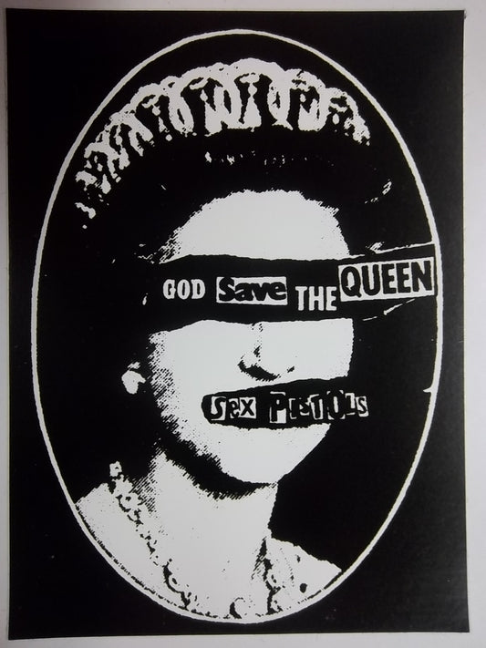 SEX PISTOLS - GOD SAVE THE QUEEN B/W SQUARE STICKER