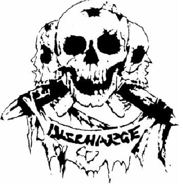 DISCHARGE - 3 SKULLS 1" BUTTON