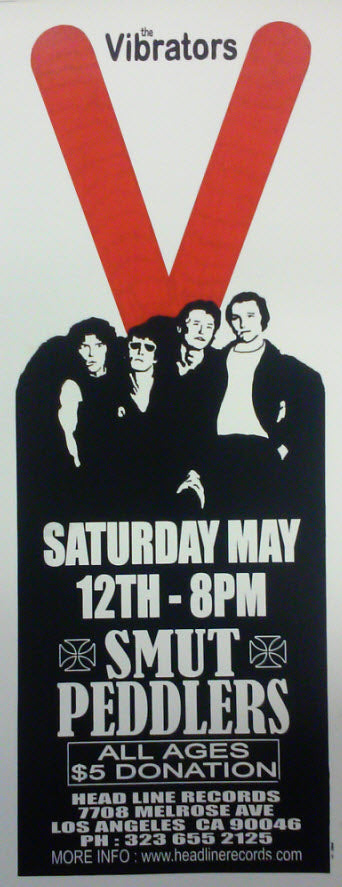 HEADLINE FLYER - VIBRATORS / SMUT PEDDLERS (COLOR)