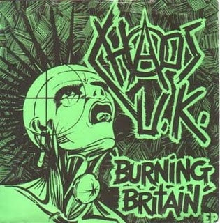 CHAOS UK - BURNING BRITAIN 1" BUTTON