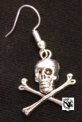 EARRING - LONG CROSS BONE SKULL #2