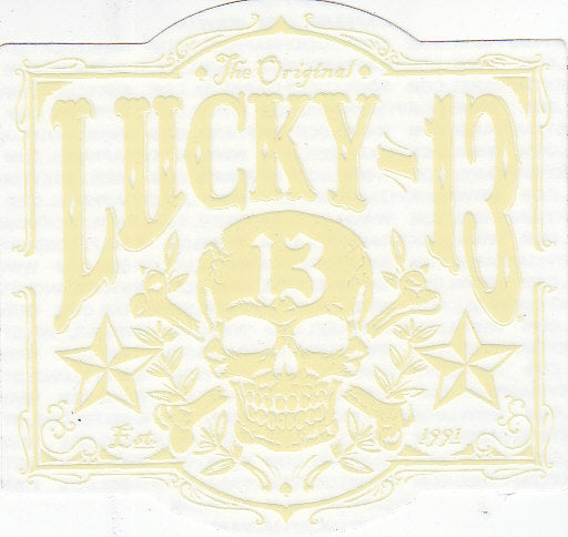 LUCKY 13 STICKER - CLEAR SKULL 13 STICKER