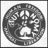 AUTONOMY - HUMAN FREEDOM, ANIMAL LIBERATION 1" BUTTON