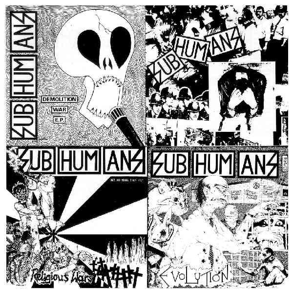 SUBHUMANS - 4 ALBUMS 1" BUTTON