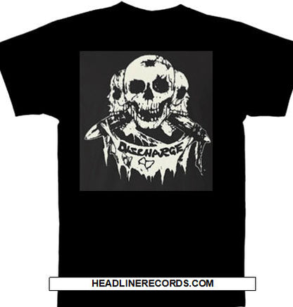DISCHARGE - 3 SKULLS TEE SHIRT