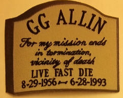 GG ALLIN - TOMBSTOMB EMBROIDERED PATCH