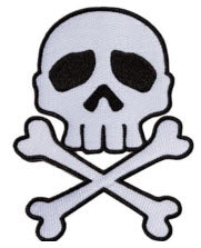 EMBROIDERED PATCH - SKULL CROSS BONES WHITE CAPT HARLOCK