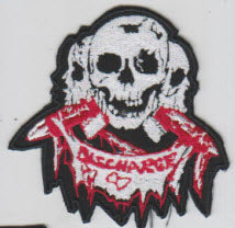 DISCHARGE - 3 SKULLS CUT OUT EMBROIDERED PATCH