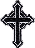 EMBROIDERED PATCH - B/W OULINE CROSS