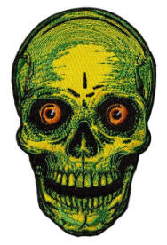 EMBROIDERED PATCH - STARING SKULL YELLOW