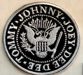 RAMONES - LOGO B/W CIRCLE EMBROIDERED PATCH