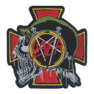 SLAYER - SKULL / IRON CROSS EMBROIDERED DIE CUT PATCH