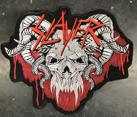 SLAYER - SKULL EMBROIDERED CUT OUT BACK PATCH